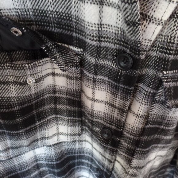 H & M PLAID Duster Jacket Trench Oversized Shacket XL w/6 POCKETS - Picture 4 of 7